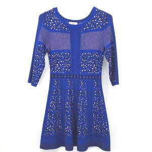 GB Girls Leopard Print Sweater Skater Dress Sixe XL Blue, Black & Light Pink